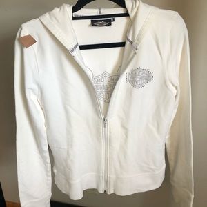 Harley-Davidson Studded White Zip Up Hoodie